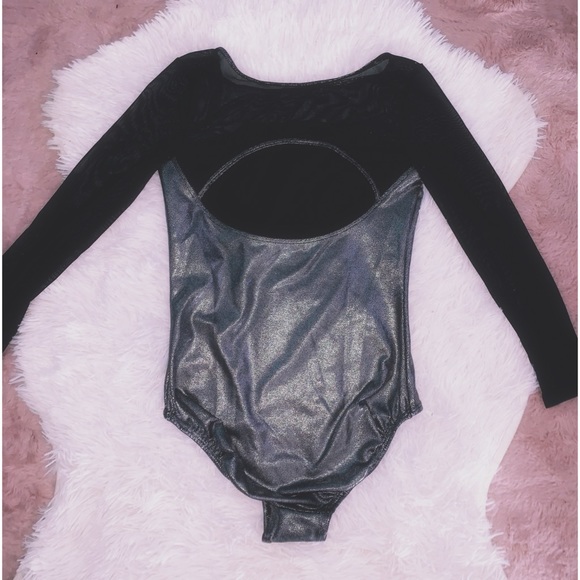 ππJustice Mesh Sleeve Metallic Leotardππ - Picture 3 of 3